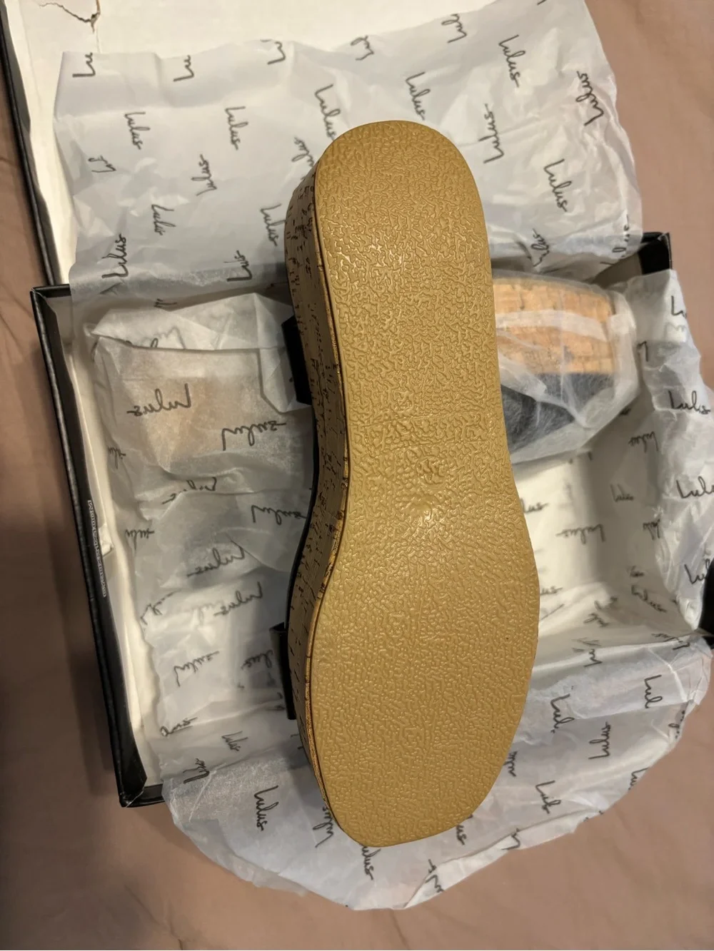 Lulu's Black Strappy Cork Platform Sandals